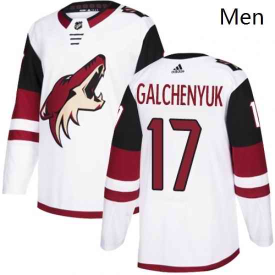 Mens Adidas Arizona Coyotes 17 Alex Galchenyuk White Road Authentic Stitched NHL Jersey